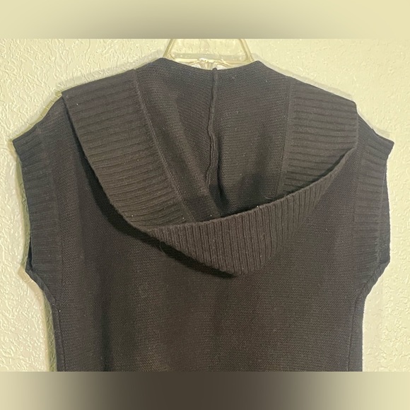 LAUREN RALPH LAUREN Black Knit Short Sleeve Hooded Longline Cardigan Size XS - Picture 9 of 13